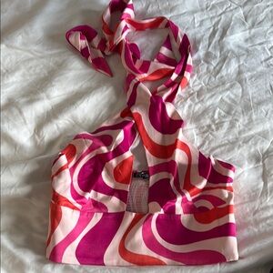 Pink and Red Swirl Halter Top